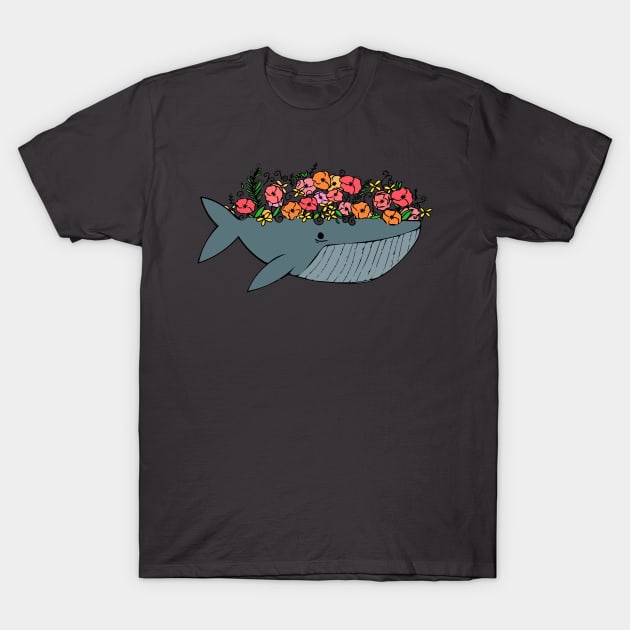 Floral Whale T-Shirt by Nataliatcha23